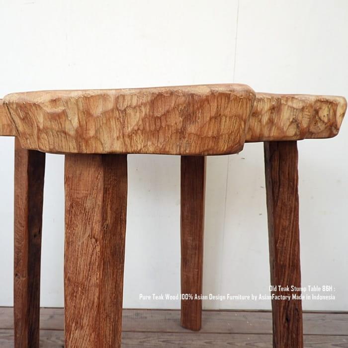 希少オールドチーク一枚板 切り株カウンターテーブル 幅86cm × 奥行82cm × 高さ76cm 極厚 | 5枚目