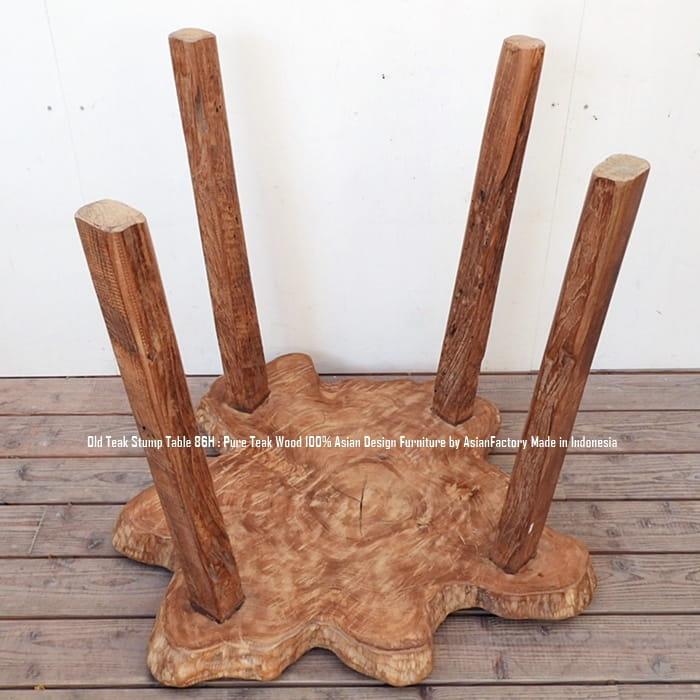 希少オールドチーク一枚板 切り株カウンターテーブル 幅86cm × 奥行82cm × 高さ76cm 極厚 | 6枚目