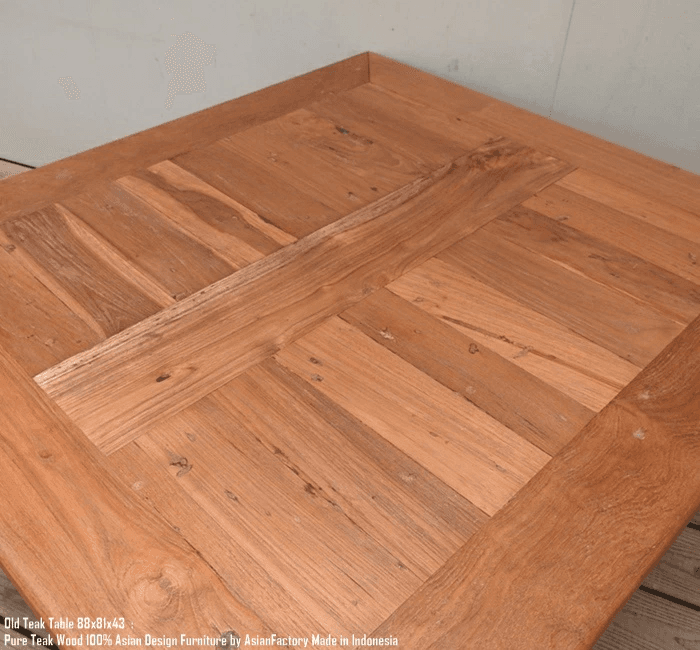オールドチーク ローテーブル 座卓 幅88cm × 奥行81cm × 高さ43cm 総無垢材 リビング 木製 古材 古木 | 10枚目
