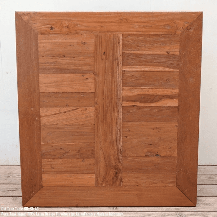 オールドチーク ローテーブル 座卓 幅88cm × 奥行81cm × 高さ43cm 総無垢材 リビング 木製 古材 古木 | 9枚目