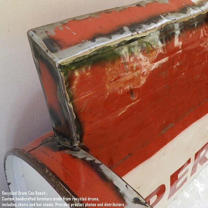 ドラム缶をリメイクしたベンチ 2P T 2人掛け 1.5人掛け 1人掛け スチール椅子 リメイク家具 工業系 男 | 10枚目