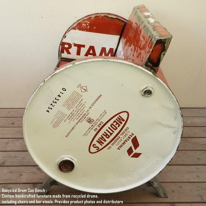 ドラム缶をリメイクしたベンチ 2P T 2人掛け 1.5人掛け 1人掛け スチール椅子 リメイク家具 工業系 男 | 12枚目