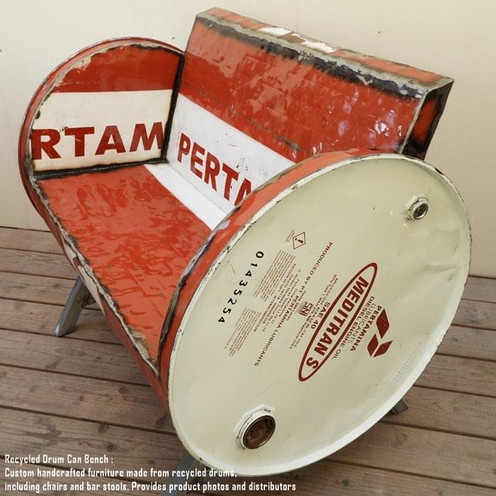 ドラム缶をリメイクしたベンチ 2P T 2人掛け 1.5人掛け 1人掛け スチール椅子 リメイク家具 工業系 男 | 6枚目