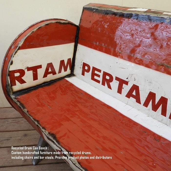ドラム缶をリメイクしたベンチ 2P T 2人掛け 1.5人掛け 1人掛け スチール椅子 リメイク家具 工業系 男 | 7枚目