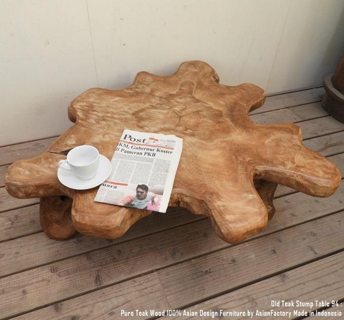 希少オールドチーク一枚板 切り株テーブル94cm 無垢材 飾り台 花台 ちゃぶ台 ローテーブル | 13枚目