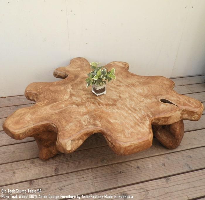 希少オールドチーク一枚板 切り株テーブル94cm 無垢材 飾り台 花台 ちゃぶ台 ローテーブル | 14枚目