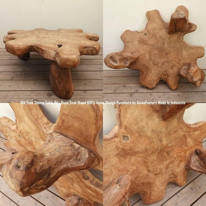 希少オールドチーク一枚板 切り株テーブル94cm 無垢材 飾り台 花台 ちゃぶ台 ローテーブル | 17枚目