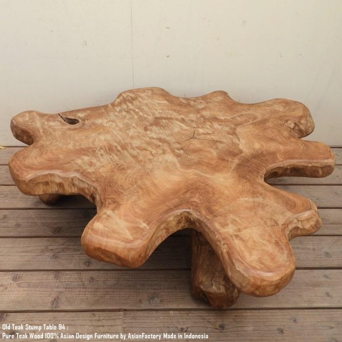希少オールドチーク一枚板 切り株テーブル94cm 無垢材 飾り台 花台 ちゃぶ台 ローテーブル | 4枚目