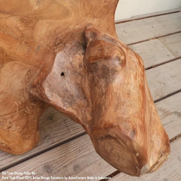 希少オールドチーク一枚板 切り株テーブル94cm 無垢材 飾り台 花台 ちゃぶ台 ローテーブル | 9枚目