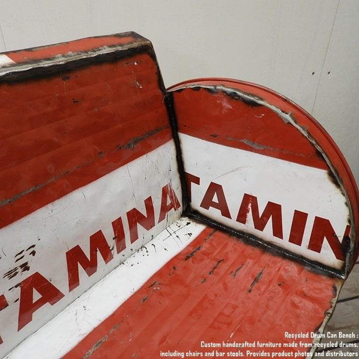 ドラム缶をリメイクしたベンチ 2P U 2人掛け 1.5人掛け 1人掛け スチール椅子 リメイク家具 工業系 男 | 11枚目