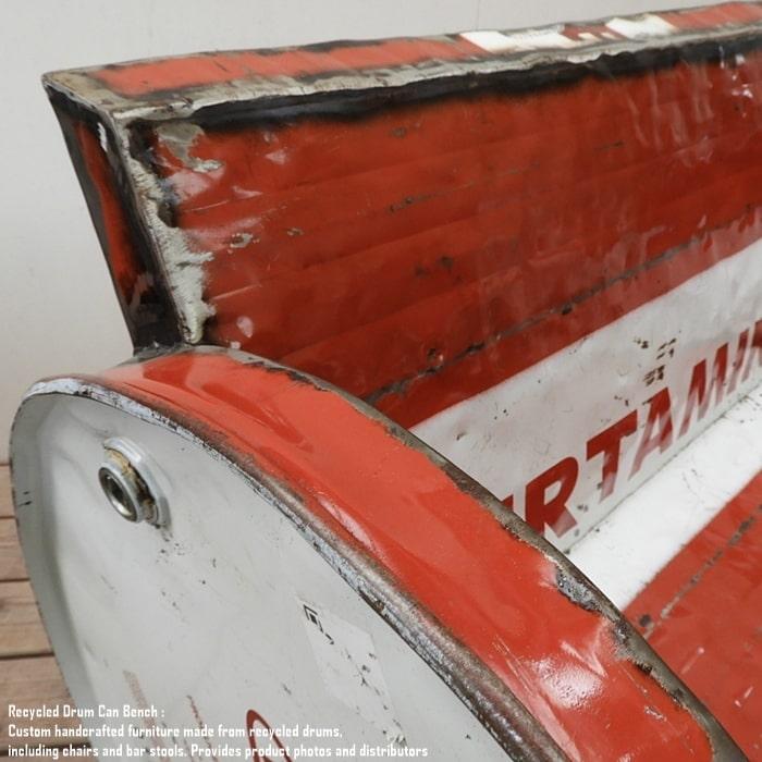 ドラム缶をリメイクしたベンチ 2P U 2人掛け 1.5人掛け 1人掛け スチール椅子 リメイク家具 工業系 男 | 12枚目