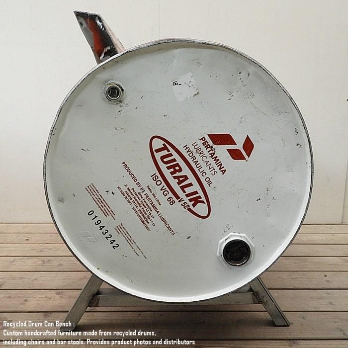 ドラム缶をリメイクしたベンチ 2P U 2人掛け 1.5人掛け 1人掛け スチール椅子 リメイク家具 工業系 男 | 13枚目