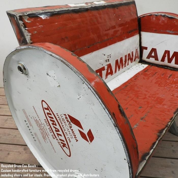 ドラム缶をリメイクしたベンチ 2P U 2人掛け 1.5人掛け 1人掛け スチール椅子 リメイク家具 工業系 男 | 14枚目