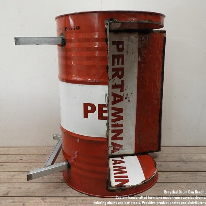 ドラム缶をリメイクしたベンチ 2P U 2人掛け 1.5人掛け 1人掛け スチール椅子 リメイク家具 工業系 男 | 15枚目