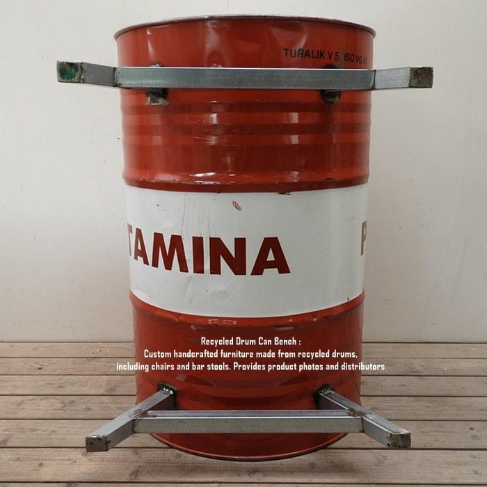ドラム缶をリメイクしたベンチ 2P U 2人掛け 1.5人掛け 1人掛け スチール椅子 リメイク家具 工業系 男 | 16枚目
