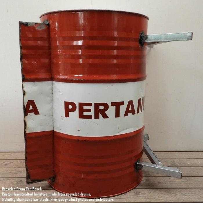 ドラム缶をリメイクしたベンチ 2P U 2人掛け 1.5人掛け 1人掛け スチール椅子 リメイク家具 工業系 男 | 17枚目